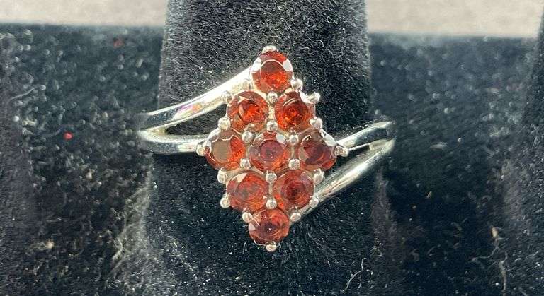 Mozambique garnet ring stainless steel size 8