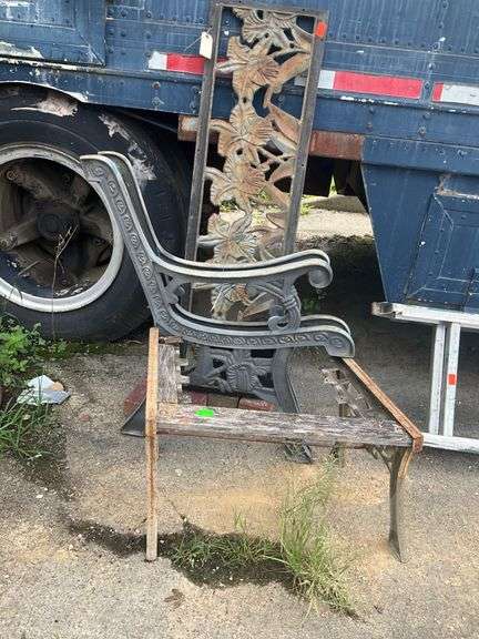 Cast Iron Park Bench Parts, Including Sides and Decorative Back Insert