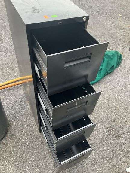 Black Four-Drawer Metal Filing Cabinet