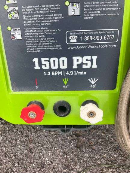 Greenworks 1500 PSI Electric Pressure Washer with Hose and Spray Gun