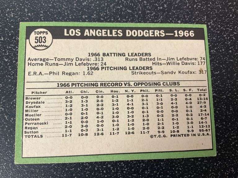 1967 Topps #503 Los Angeles Dodgers Team Card