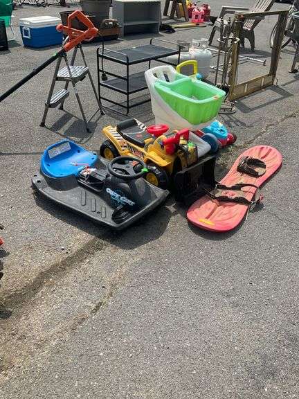 Kids Toy Lot with Ride-On Vehicles and Plastic Accessories
