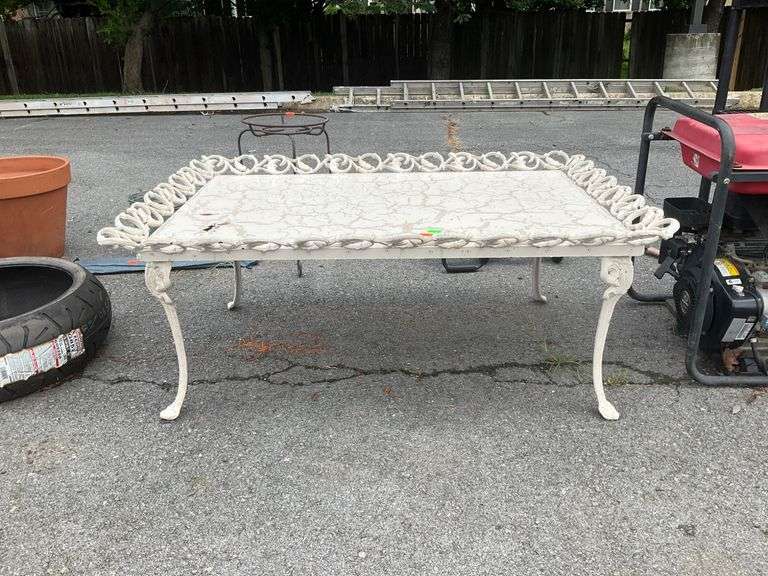 Decorative Edging Table Rectangular Table with Wooden Top, Metal Legs, and Decorative Metal ...