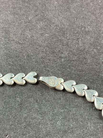 Tiny Silver Heart Bracelet 2.8 grams Sterling Silver size 7", no clasp
