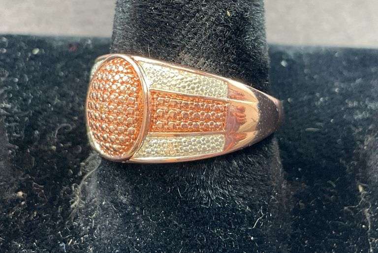 Diamond accent dome ring rose gold plated size 8