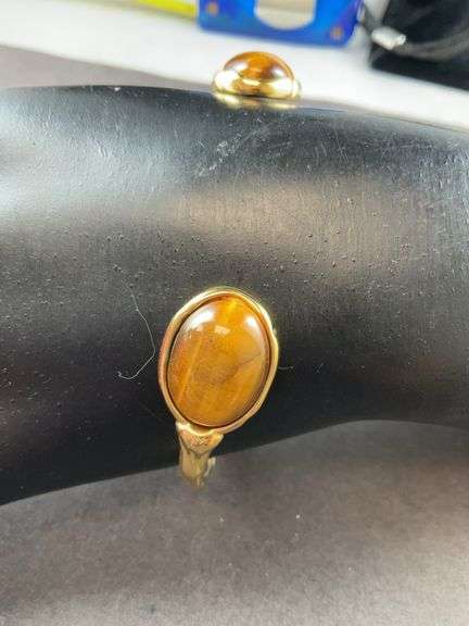 Gold over stainless steel tigers eye bracelet