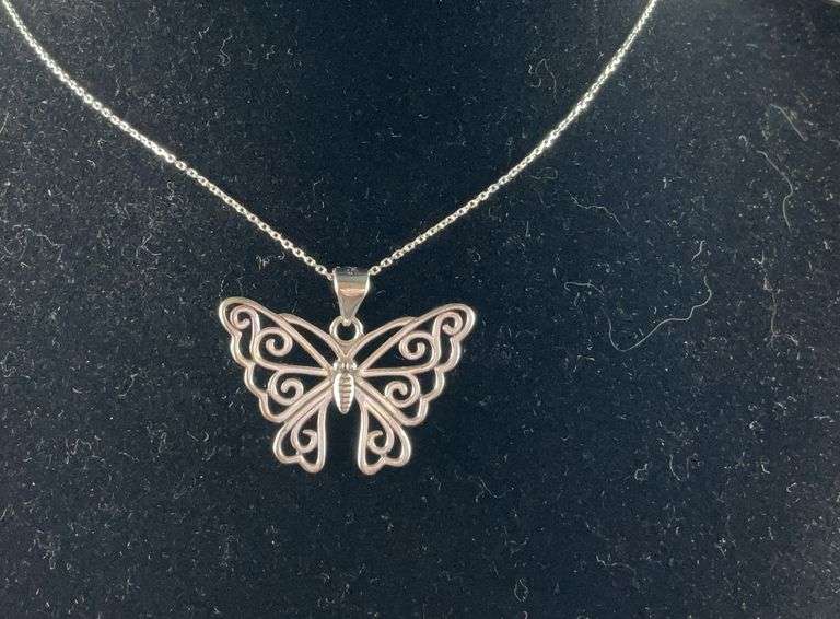 Sterling silver butterfly necklace 18in