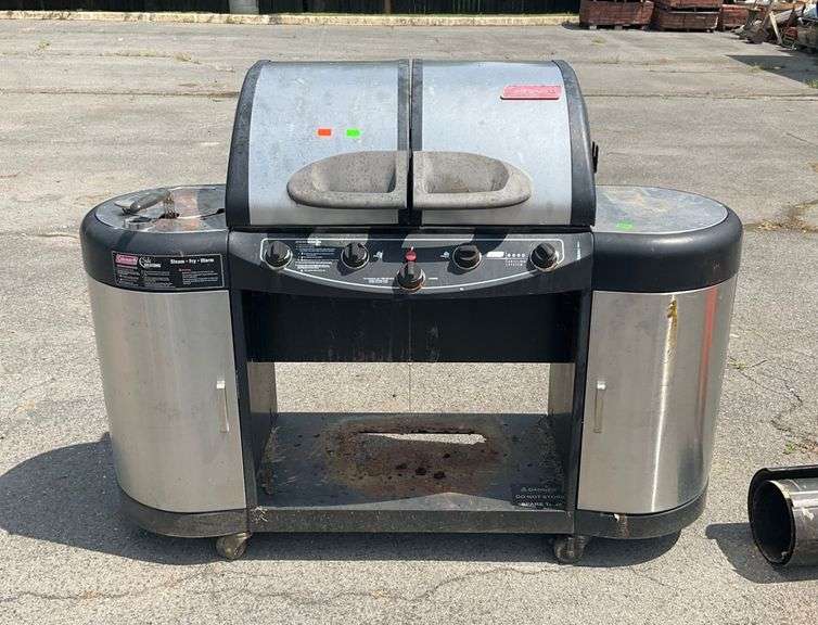 Coleman Gas Grill with Side Burner and Dual Lidded Cooking Surface