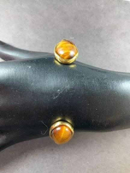 Gold over stainless steel tigers eye bracelet