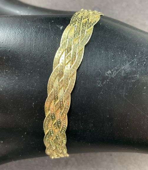 Bracelet With Five Intertwined Silver Strands Made In Italy 7.8 grams Sterling Silver size 7"