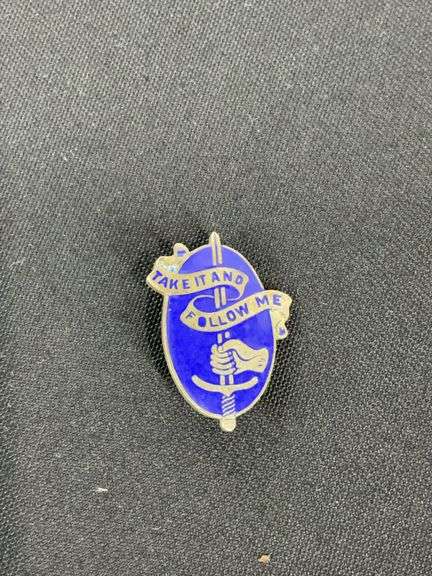 Unit crest insignia US Army infantry school WW2 sterling pin 5.8g
