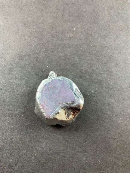 Amethyst geode pendant silvertone