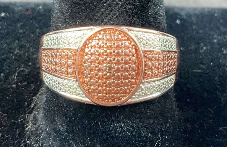 Diamond accent dome ring rose gold plated size 8