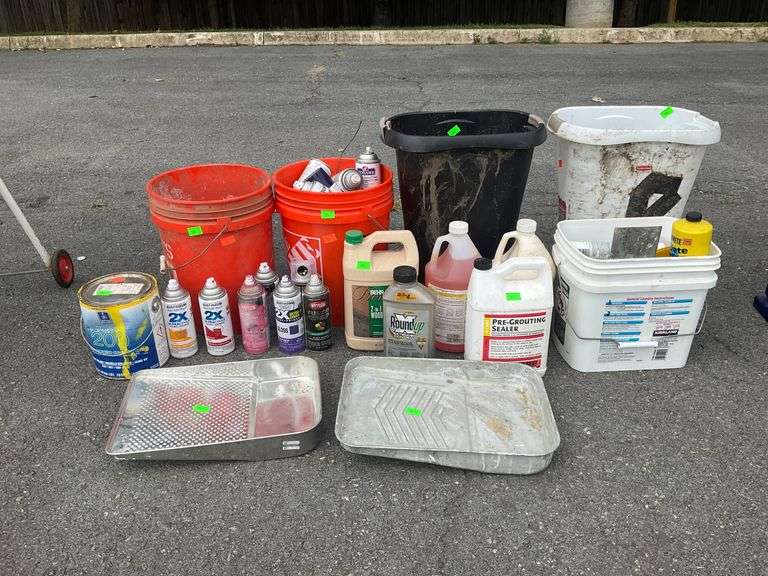 Paint, Sealers, Caulk, and Related Items in Various Containers