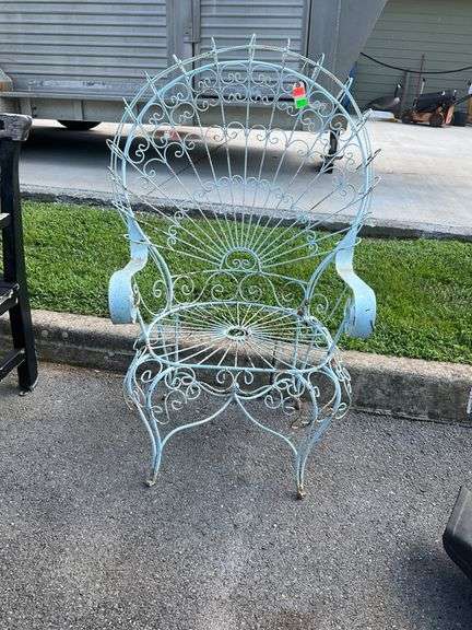 Ornate Metal Arm Chair with High-Rise Back