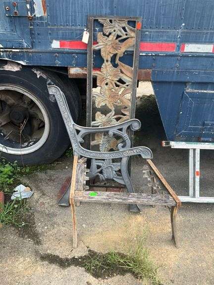 Cast Iron Park Bench Parts, Including Sides and Decorative Back Insert