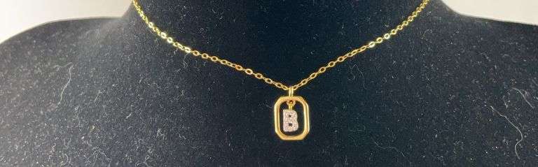 Gold over sterling silver ”B” initial necklace 20in