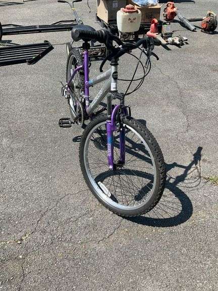 Magna Great Divide 21-Speed Mountain Bike With Silver and Purple Frame