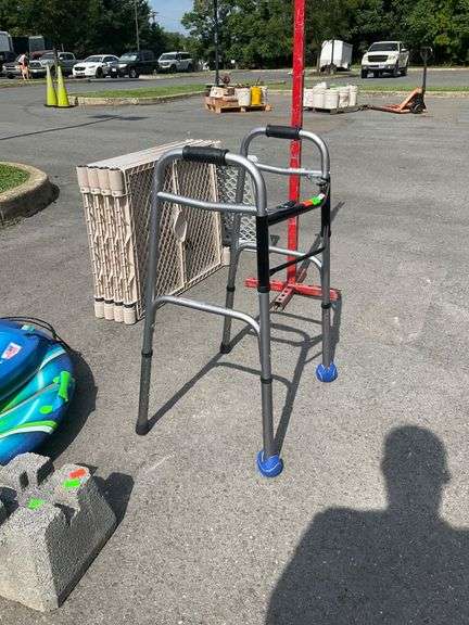 Adjustable Medical Walker with Blue Front Glide Balls