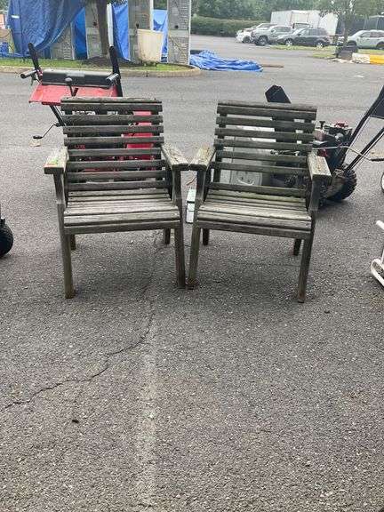 Outdoor Slatted Arm Chairs