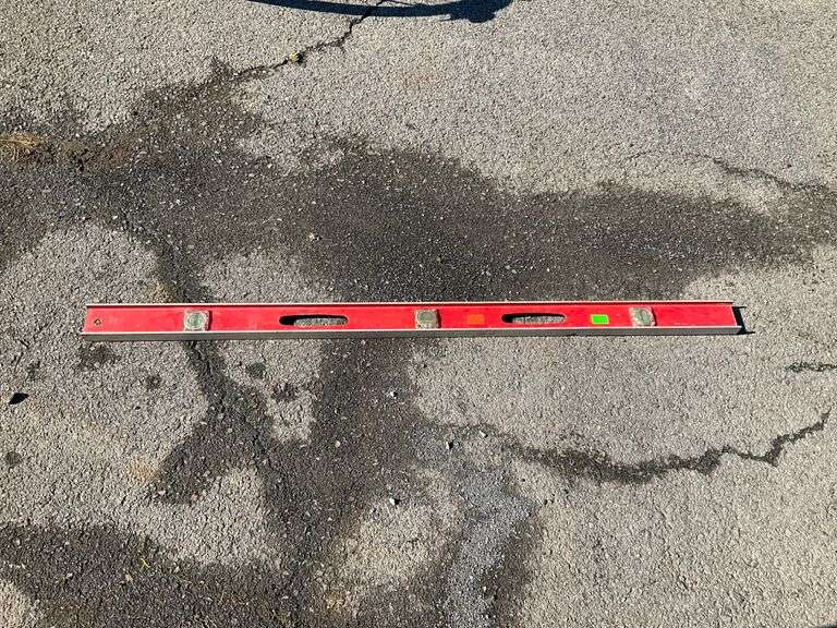 Red 48-Inch Level with Bubble Vials