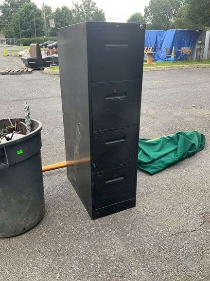 Black Four-Drawer Metal Filing Cabinet