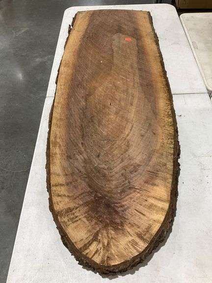 Natural Live Edge Wood Slab With Bark and Grain Detailing, 58×21 - Hash ...