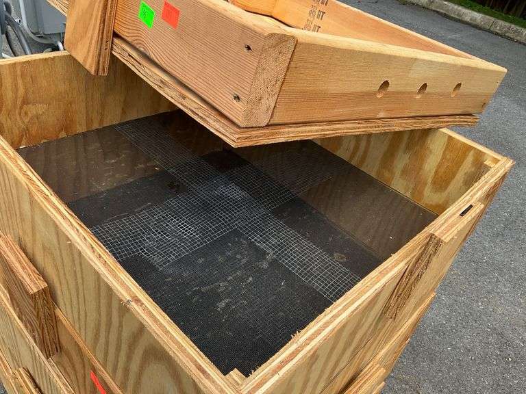 Stack of Six Beekeeping Boxes with Mesh Inserts