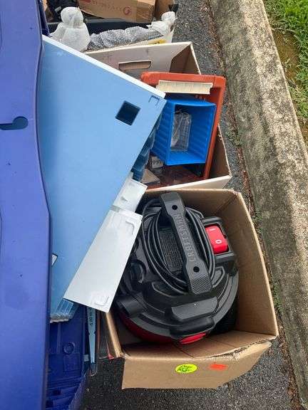 Household Items, Including Framed Pictures, Vacuum, and Decorative Pieces