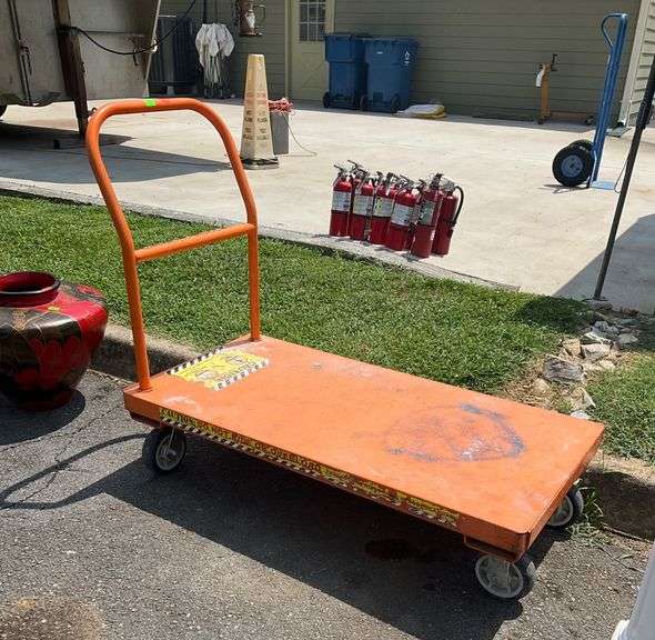 Orange Platform Cart with 48″x24″ Deck and Four Wheels