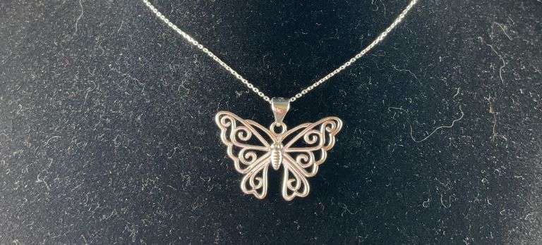 Sterling silver butterfly necklace 18in