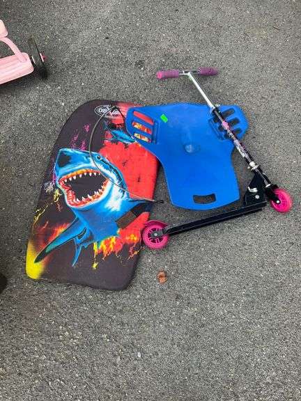 Youth Kick Scooter and Shark Graphic Bodyboard Set