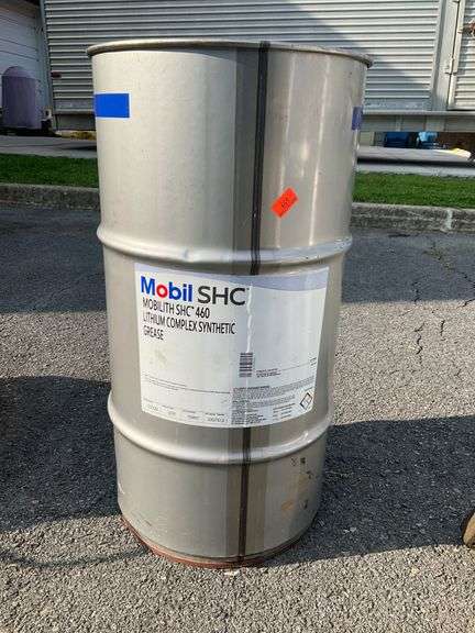 Empty Mobil SHC Synthetic Lubricant Drum with Lid, 27″Hx15″Dia