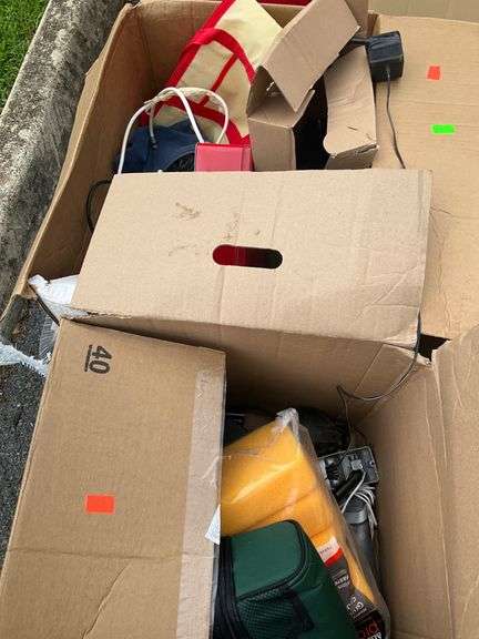 Household Items and Appliances in Cardboard Boxes