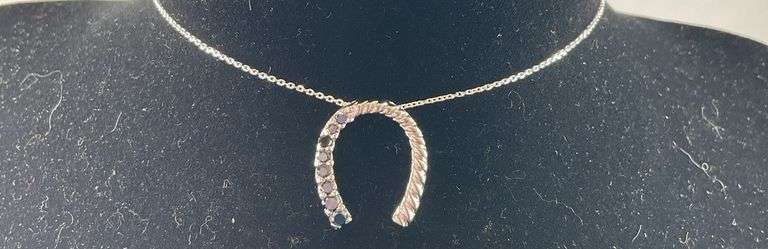 Sterling silver horseshoe pendant necklace 18in