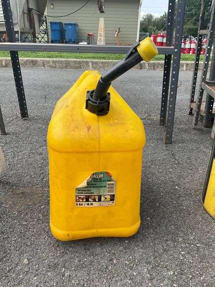 Yellow Plastic Diesel Five-Gallon Fuel Can with Black Spout