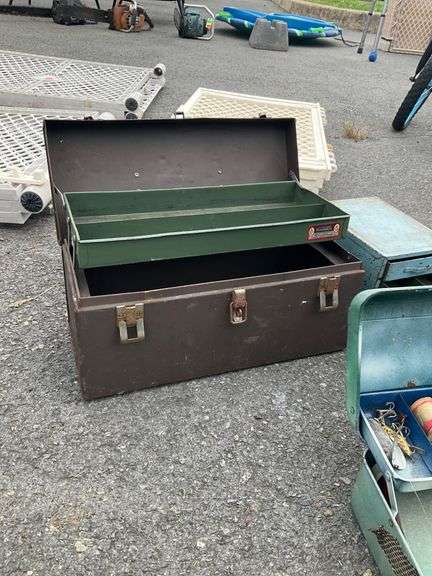 Two Metal Toolboxes, Four-Drawer Organizer, and Fishing Toolbox