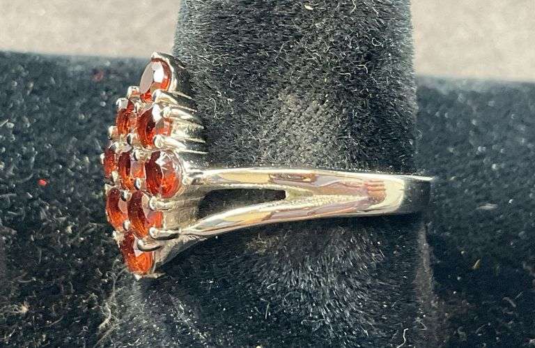 Mozambique garnet ring stainless steel size 8