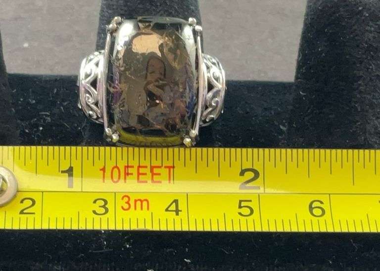 Shungite ring size 7 platinum bond