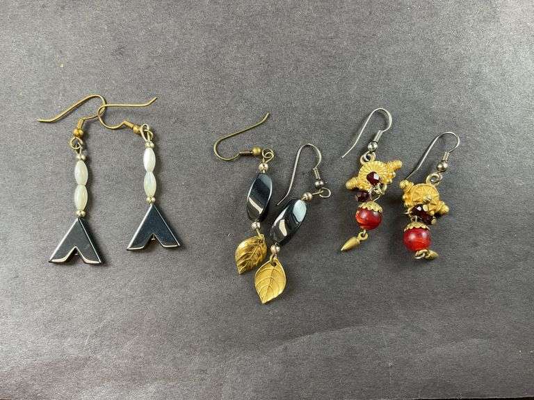 Three Sets Of Dangling Earrings