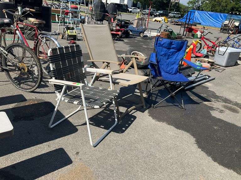 Three Outdoor Folding Chairs with Mixed Designs