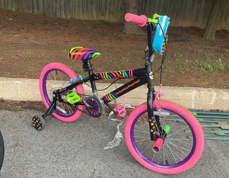 Kids’ Bike With Training Wheels and Multicolor Zebra Stripe Accents
