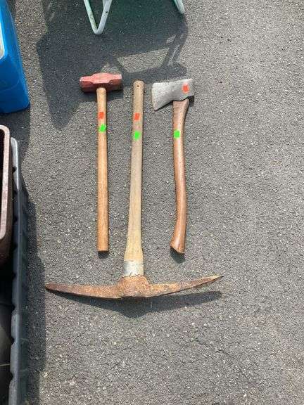 Sledgehammer, Axe, and Pickaxe Collection with Wooden Handles