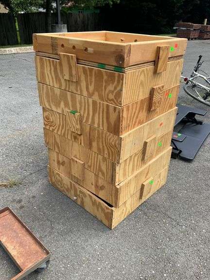 Stack of Six Beekeeping Boxes with Mesh Inserts