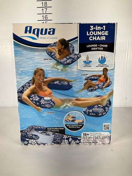 Aqua 3-in-1 Lounge Chair With Reinforced Mesh Seat and Drink Holder ...
