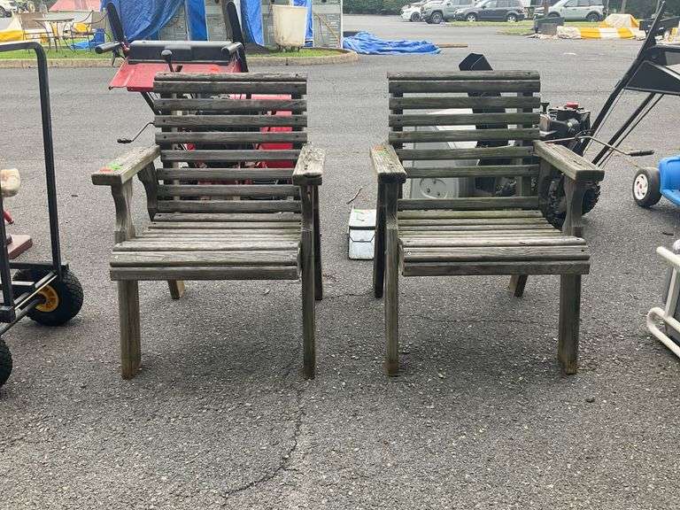 Outdoor Slatted Arm Chairs