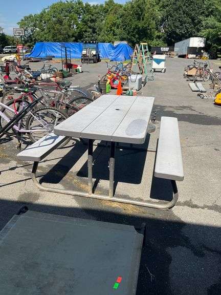 Lifetime Outdoor Picnic Table with Durable Plastic Top and Metal Frame, 71-Inch Length