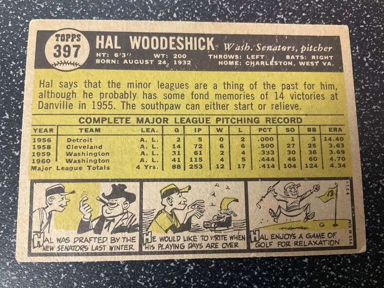 1961 Topps Hal Woodeshick Baseball Card #397