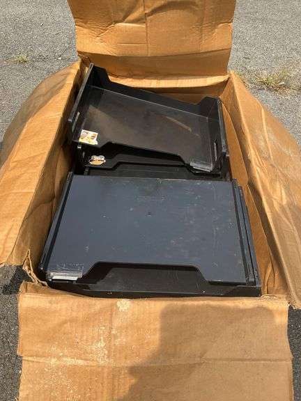 Cardboard Box with Black Plastic File Tray Holders