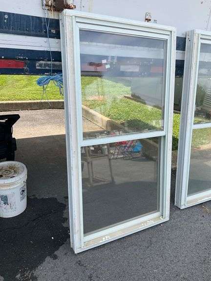 Framed Window Unit with Double Glass Panels, 62”Hx34”W